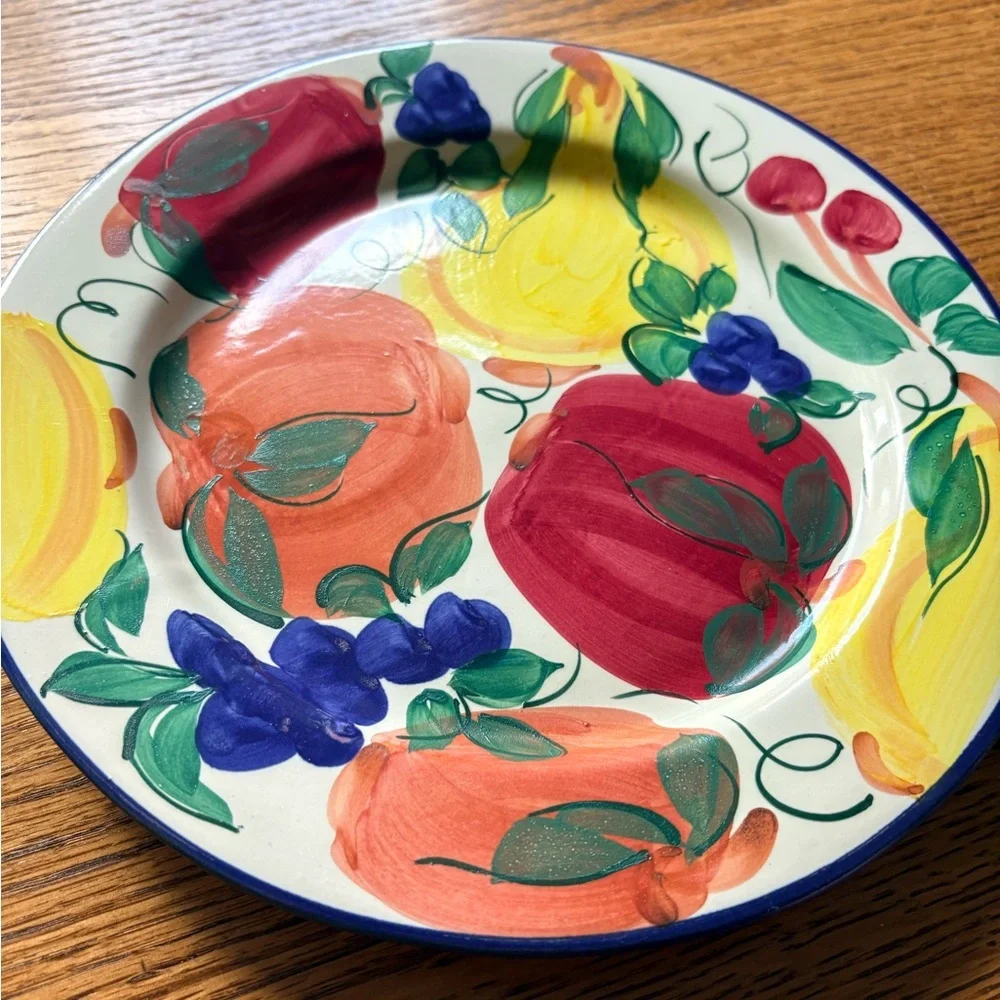 Patton handmade Stoneware pottery Fruit Dinner Plate - Multicolor- made in USA.